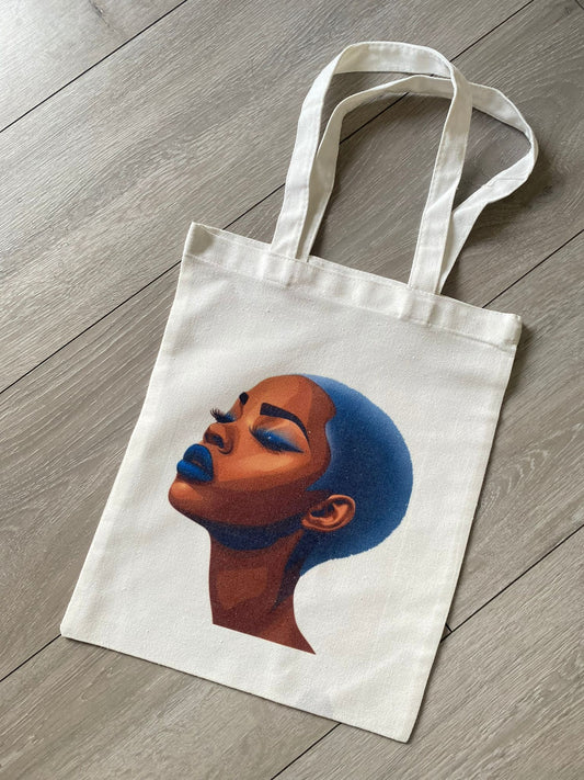 Short Blue Tote Bag